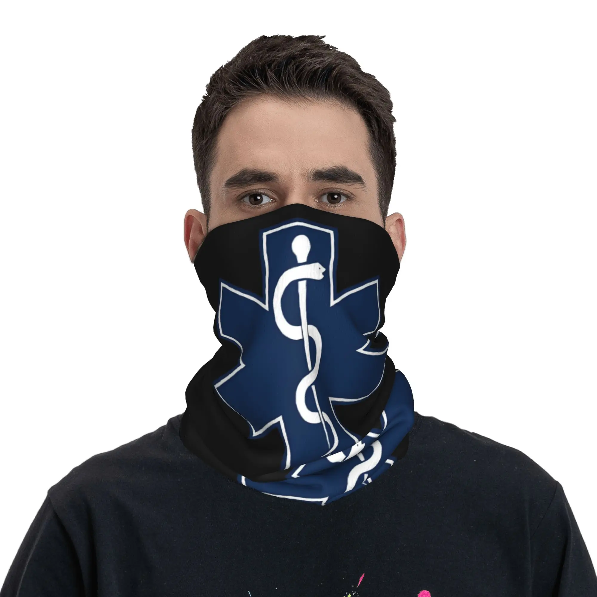 مخصص نجمة الحياة الشتاء عقال الرقبة أدفأ الرجال النساء المشي لمسافات طويلة الصيد وشاح أنبوبي خدمة الطوارئ الوجه باندانا الجراب