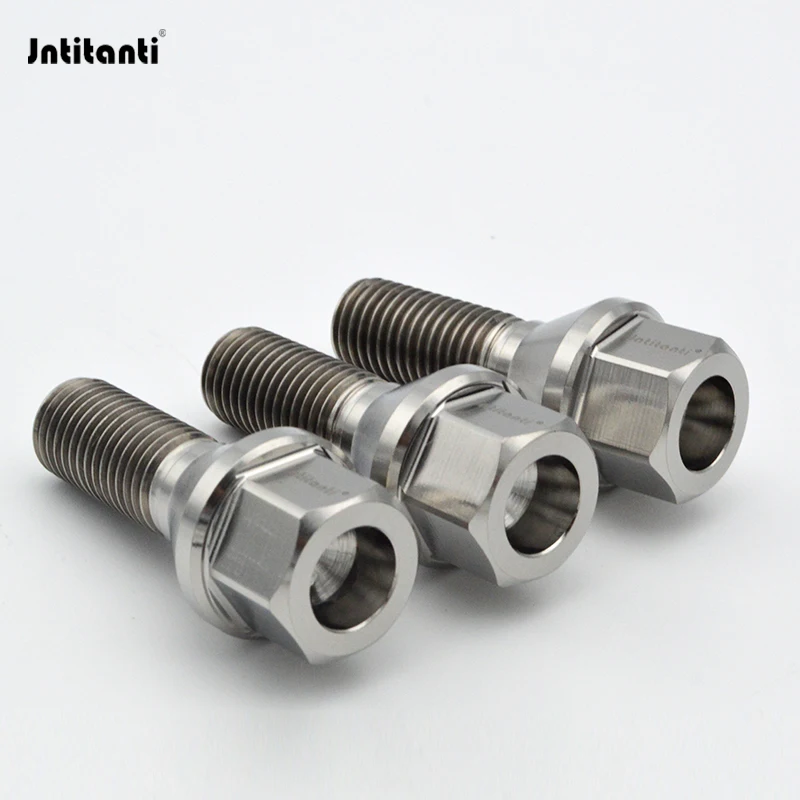 Jntitanti (16+4+1)pcs M14*1.5*28-45mm 60 Degree Cone Seat Gr.5 titanium Car Wheel bolt titanium Bolt  for refitted VW AUDI etc