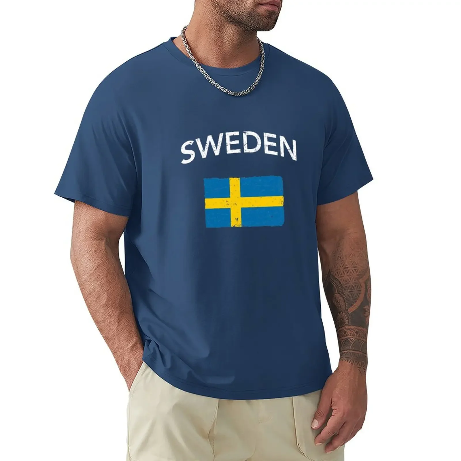 Sweden Flag T-shirt blacks aesthetic clothes t shirt for men