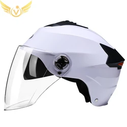 Motorcycle Helmets With Led Lights Moped Helmet Electric Scooter for Men Women With Double Visor Rechargeable Bicycle Light Bike
