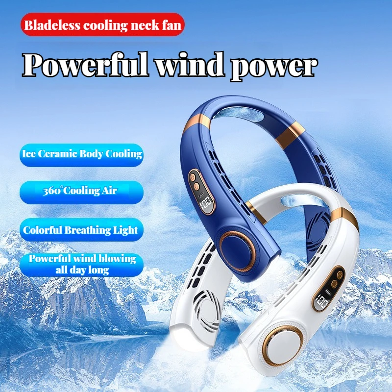 2025 New Portable Halterneck Fan USB Handheld Silent Multi-function Bladeless Mini Electric Fan Cross-border