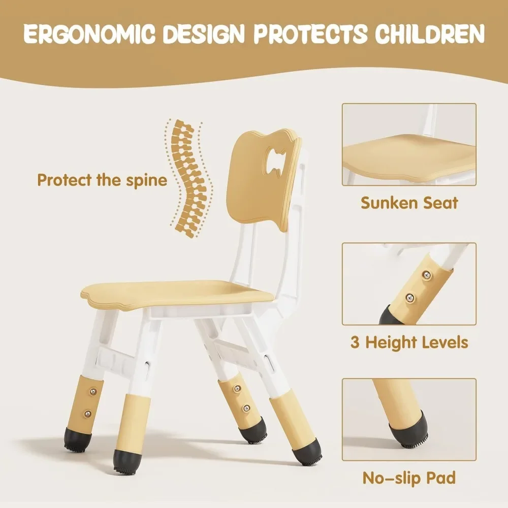 Ensemble table et chaise réglables pour enfants, recommandé pour les tout-petits, capacité de charge maximale de 300 lb, 2 à 8 ans