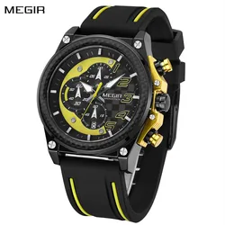 MEGIR Chronograph Sports Watch Men Silicone Military Watches Waterproof Date Clock Fashion Quartz Wristwatches Reloj Hombre 2051