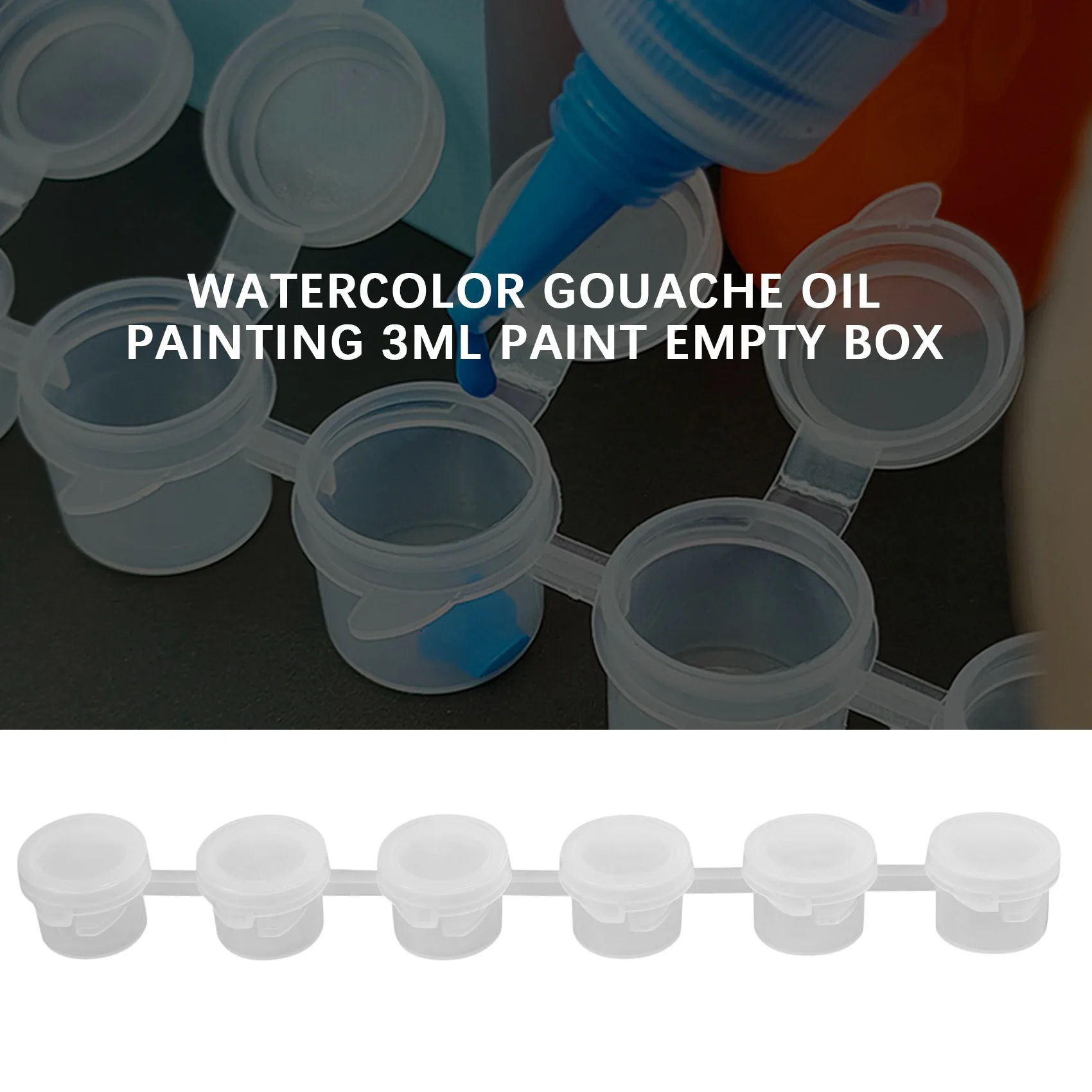50 Strips Empty Paint Strips Paint Cup Pots Clear Storage Paint Containers Mini Painting Cup Pot 3Ml/ 0.1
