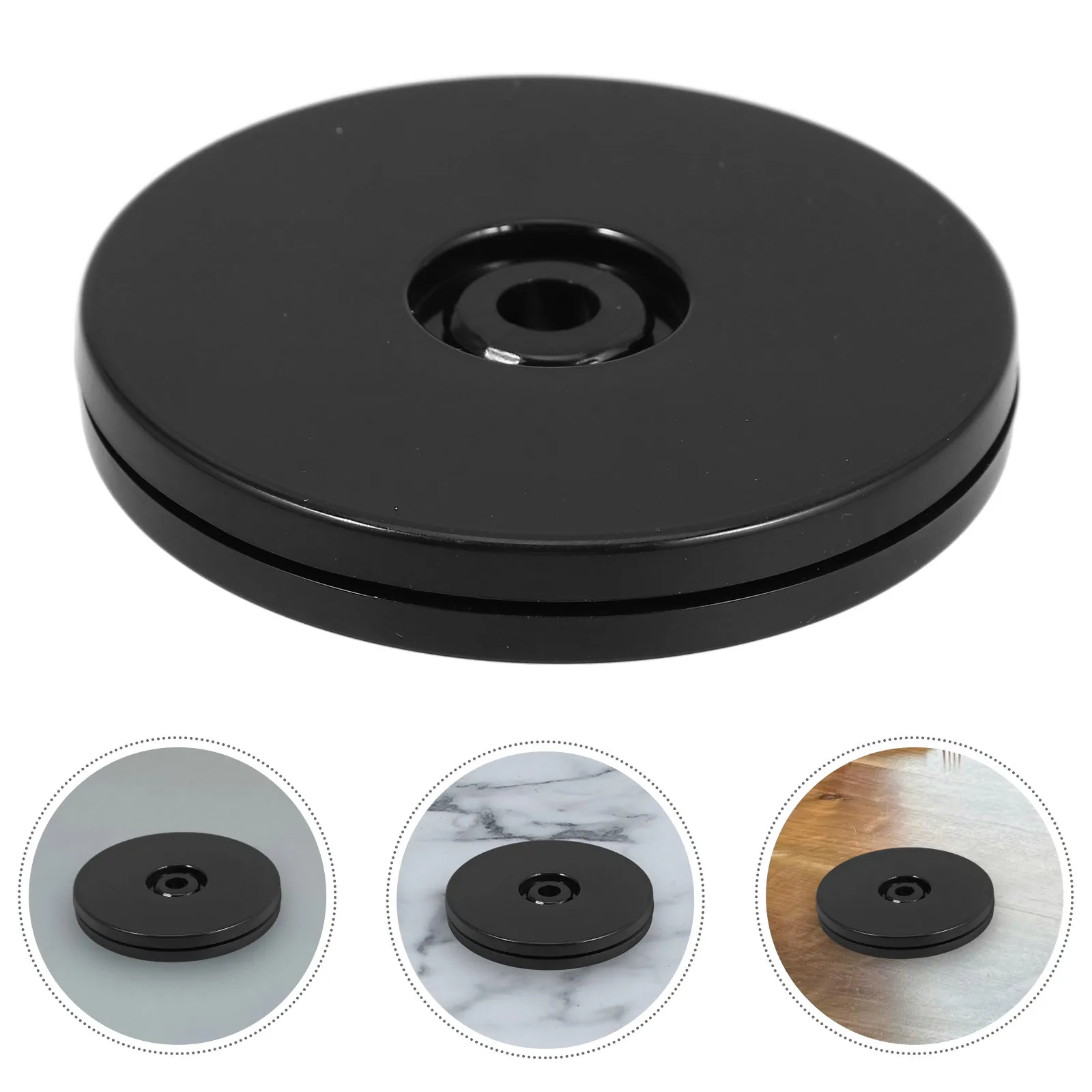 

75Mm Black Acrylic Turntable Base For Dining Table 360 Degree Rotation Organizer Kitchen Pantry Storage Spinning Display