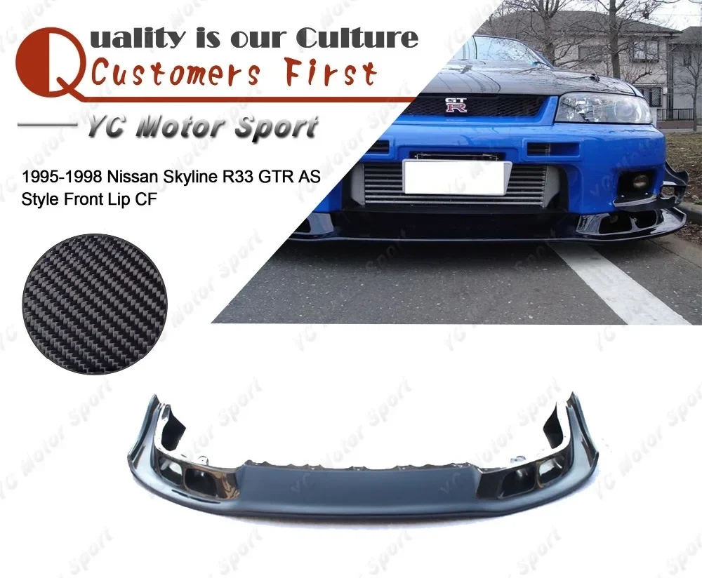Autozubehör Carbonfaser AS Style Frontlippe passend für 1995-1998 Skyline R33 GTR Frontstoßstange Unterer Splitter