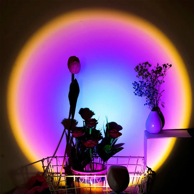 Sunset Projector Atmosphere Led Night Lights Bedroom Coffee Shop Bar Decor Light Kids Bedroom Cute Night Sunset Projection Lamp