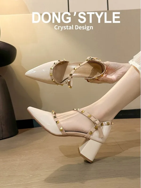 genuine-leather-fashionable-women's-shoes-spring-2026-pointed-toe-high-heel-chunky-heel-rivet-decoration-evening-shoes