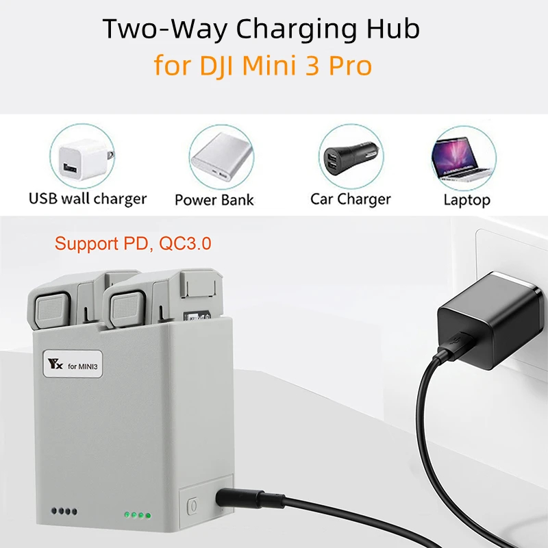 Battery Charger for DJI Mini 3 Flight Battery Charging Two Way Charging Hub for DJI Mini 3 Pro Power Bank Drone Accessories