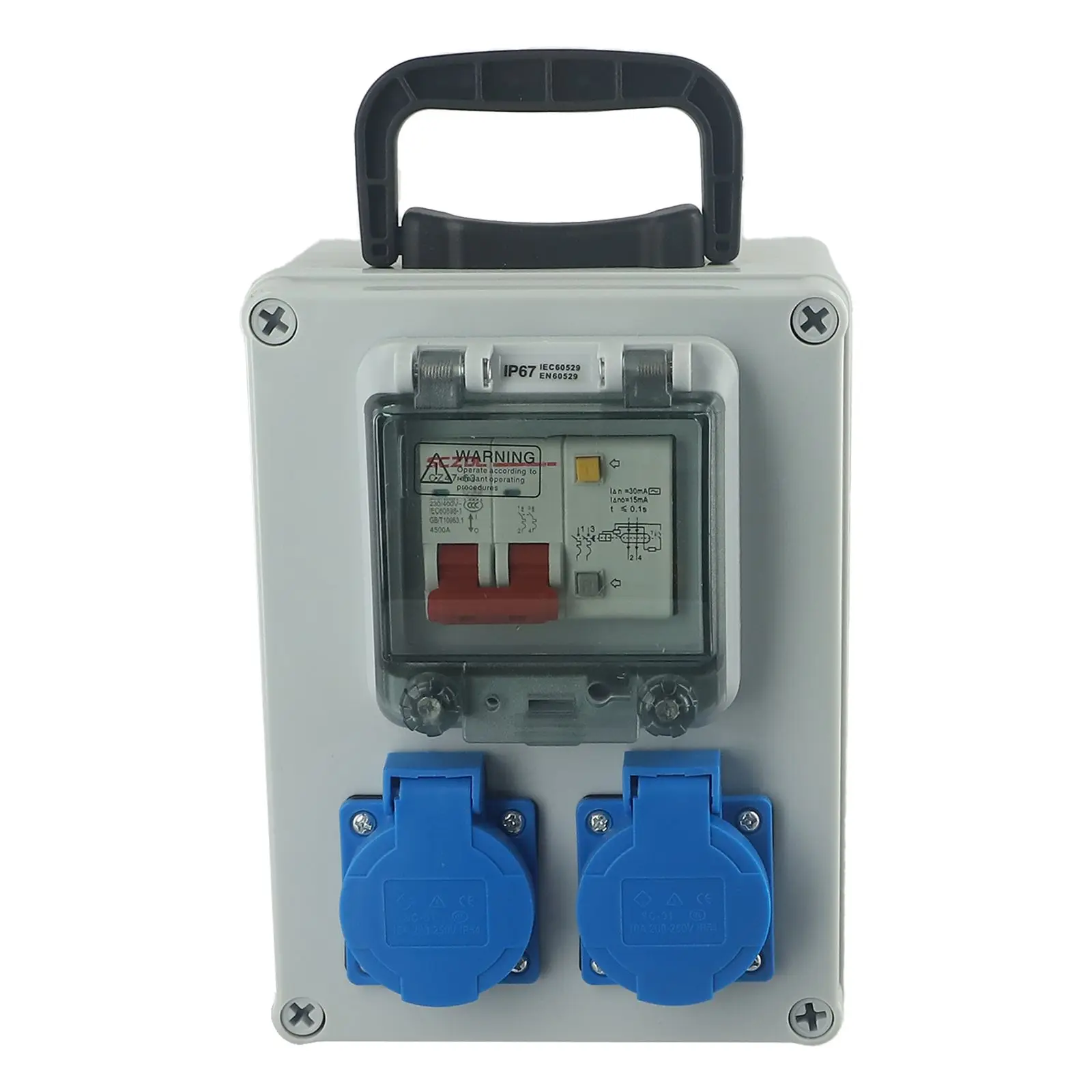 

Harsh Environments 150*200*100mm Portable Socket Box Circuit Breaker Compatible 10A 250V Rated 5-Hole Socket Panel