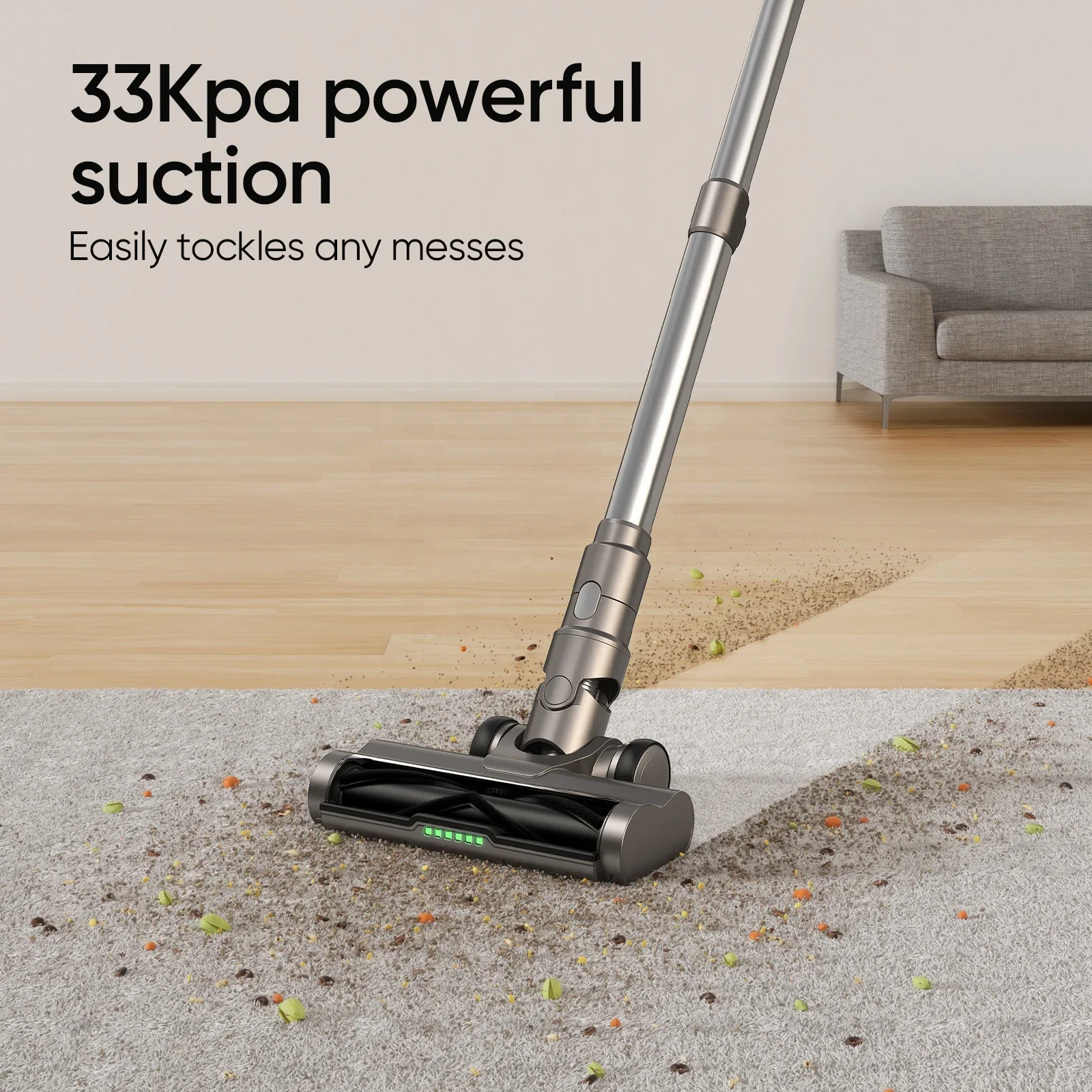 

-Cordless Vacuum Lightweight Stick Vacuum Cleaner With 30Kpa Suction, Dust-Revealing Headlight