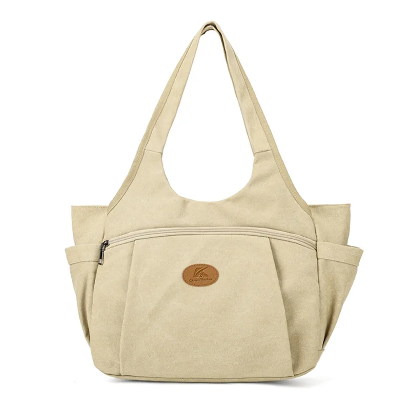 2026 New Shoulder Bag Women's Tote Bag Trendy Versatile Simple Fashion Korean Large Capacity Portable Solid Color Canvas Bag