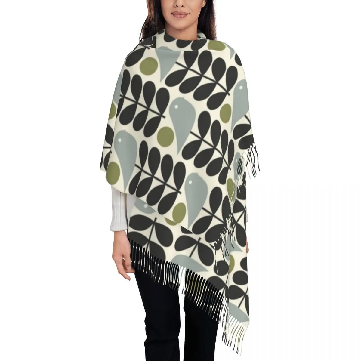 

Роскошный шарф с кисточками в виде птицы, женский зимний теплый шарф с несколькими стержнями, женские скандинавские шарфы Orla Kiely