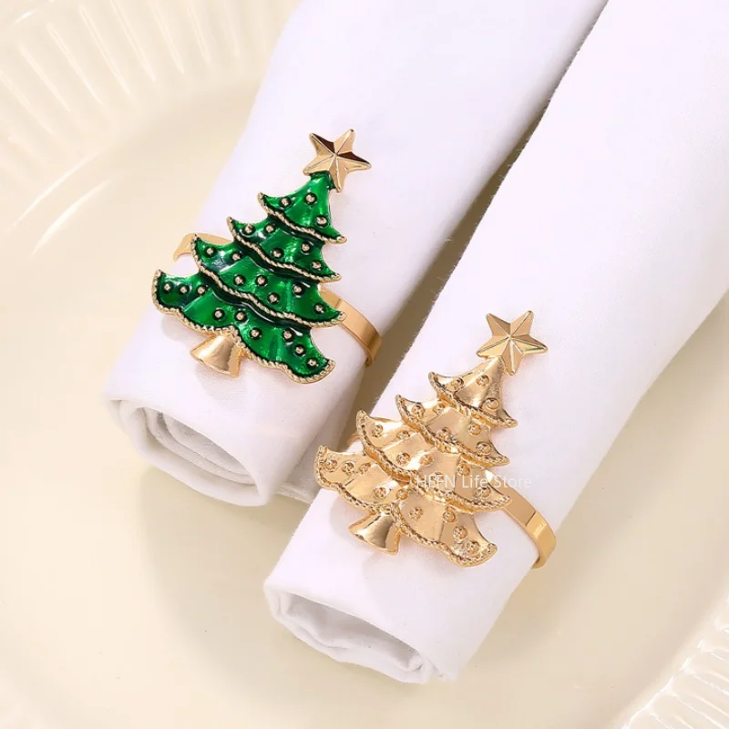 

1Pcs Christmas Napkin Rings Xmas Tree Ornaments 2025 Christmas Home Kitchen Dinner Table Decoration New Year Party Supplies