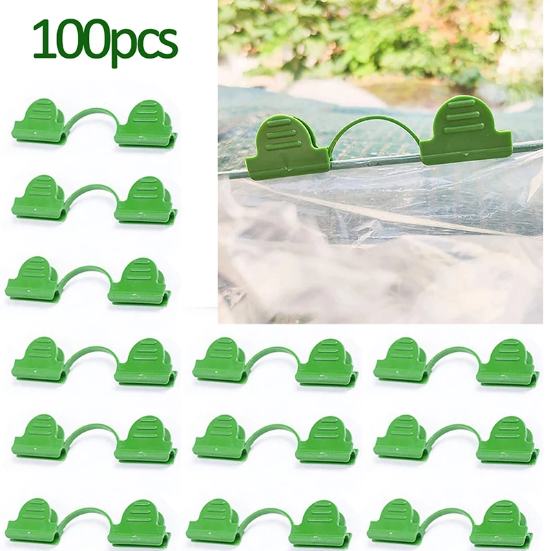 25/50/100pcs Greenhouse Film Buckle 4/6mm Row Cover Netting Tunnel Hoop Clamp Shading Net Rod Greenhouse Clamp Extension Support