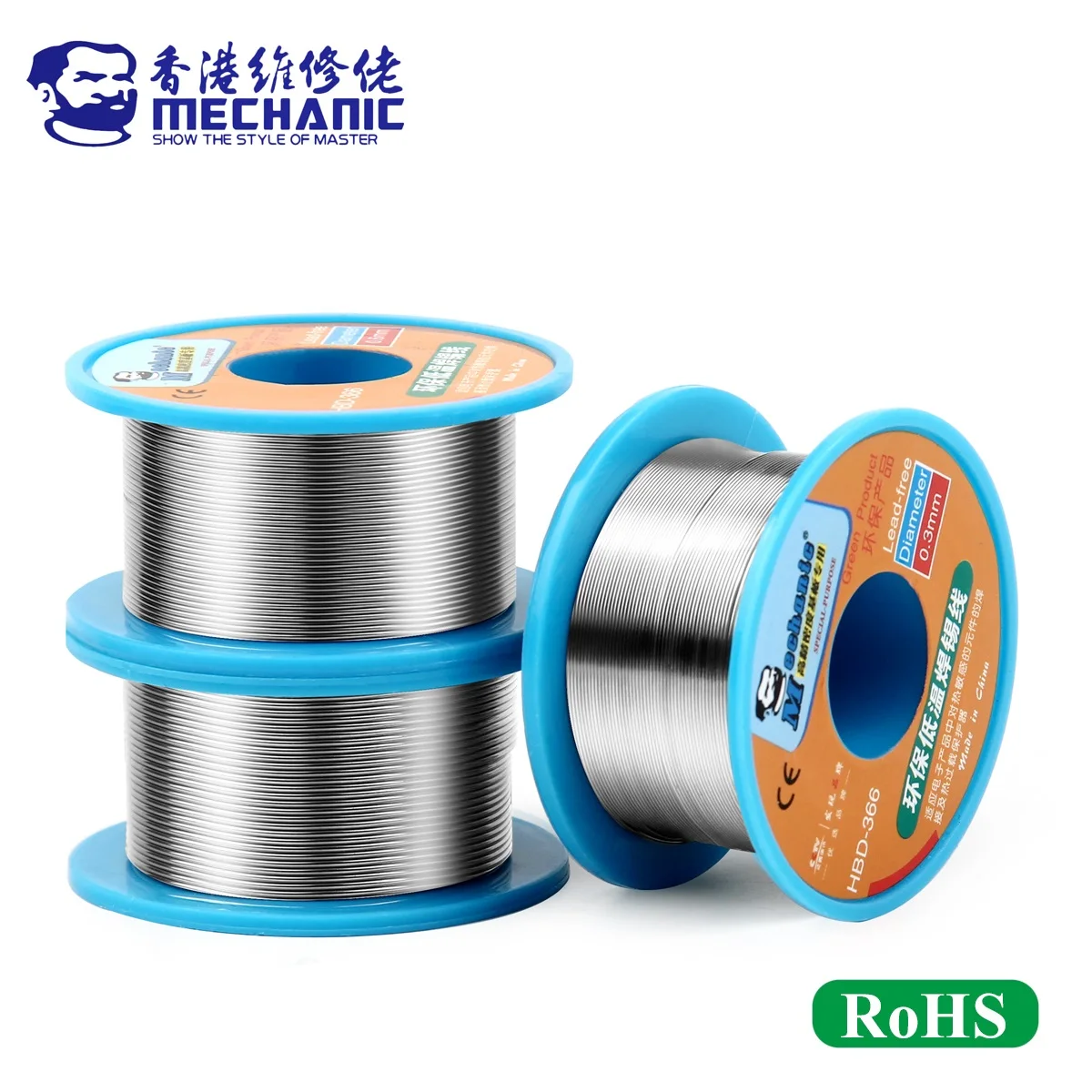 

MECHANIC HBD-366 40g Lead-Free High Purity Solder Wire Mild Rosin Core 200℃ Melting Point Sn98.3/Bi1/Cu0.7 Soldering Flux 1-3%