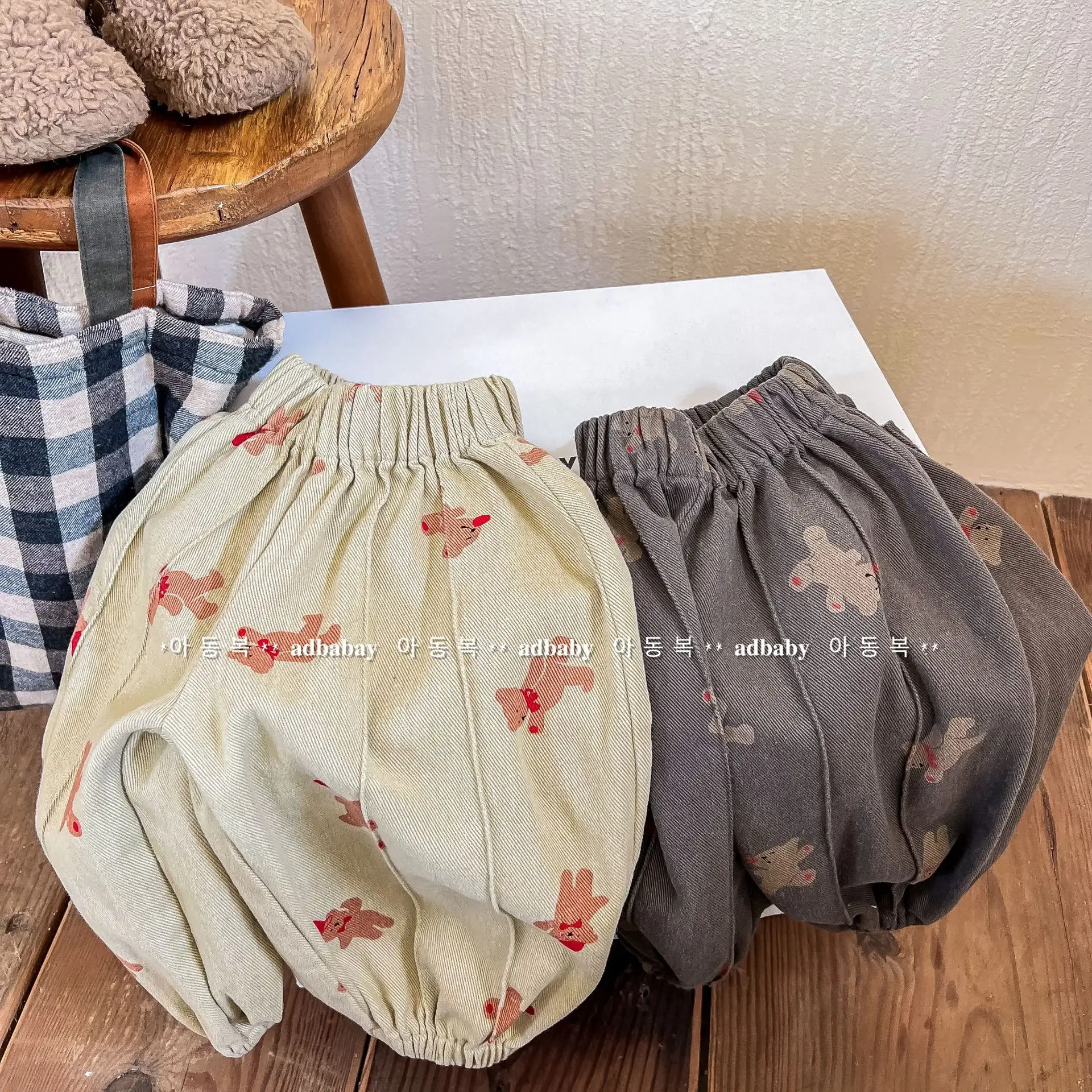 2024 Autumn New Children Casual Pants Cute Bear Print Girls Harem Pants Boys Cartoon Trousers Loose Kids Toddler Pants Clothes