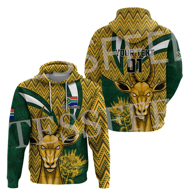 

NewFashion Custom Name Africa Country South Africa Flag Tattoo Retro Tracksuit 3DPrint Harajuku Casual Pullover Jacket Hoodies X