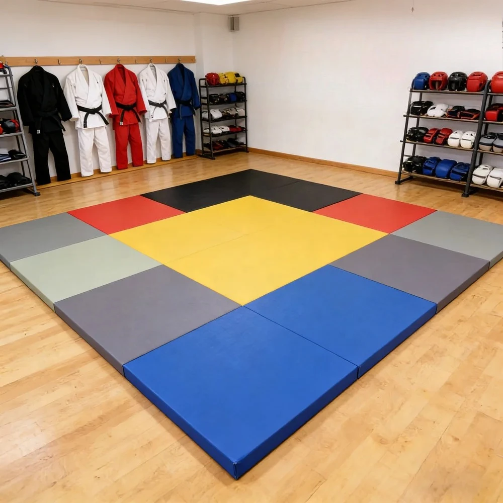 Fitness Gymnastics Mat Four Folding Anti-fall Mat Gymnastics Mat Gymnastics Mat Sensory Equipment Rainbow Mat