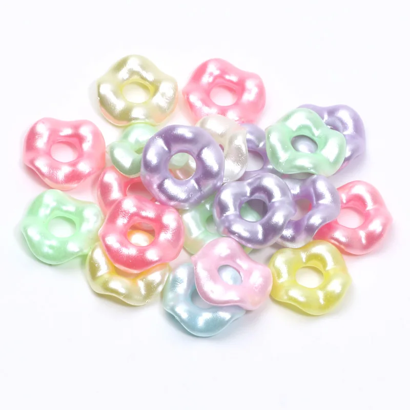 13mm 50pcs Pearlescent Color Cute Wave Wreath Flower Ring Acrylic Beads For Jewelry Making DIY Jewelry Bead Keychain Accessories