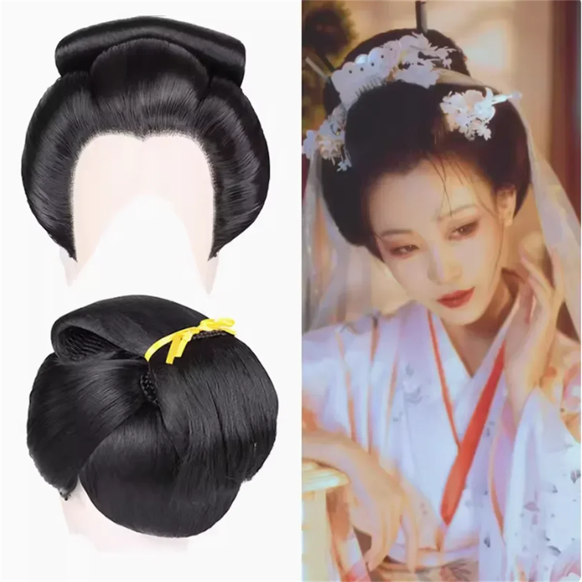 Ancient Japanese Geisha Cosplay Wig Women Hair Traditional Stage Perform