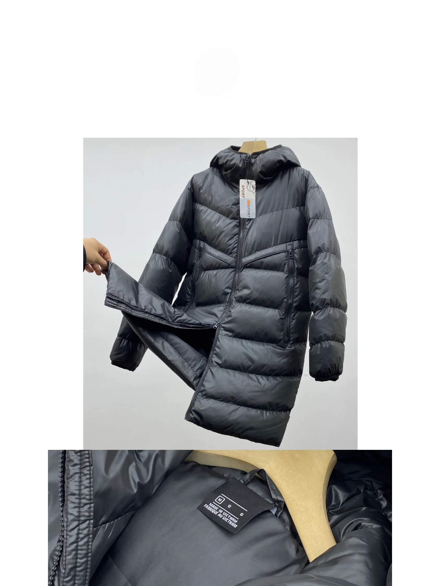 

Thiened Long Cotton Jaet Warm And Faionable for Winter ex Sli Stand Collar Polyester Fabric Coat for Middle-Age...