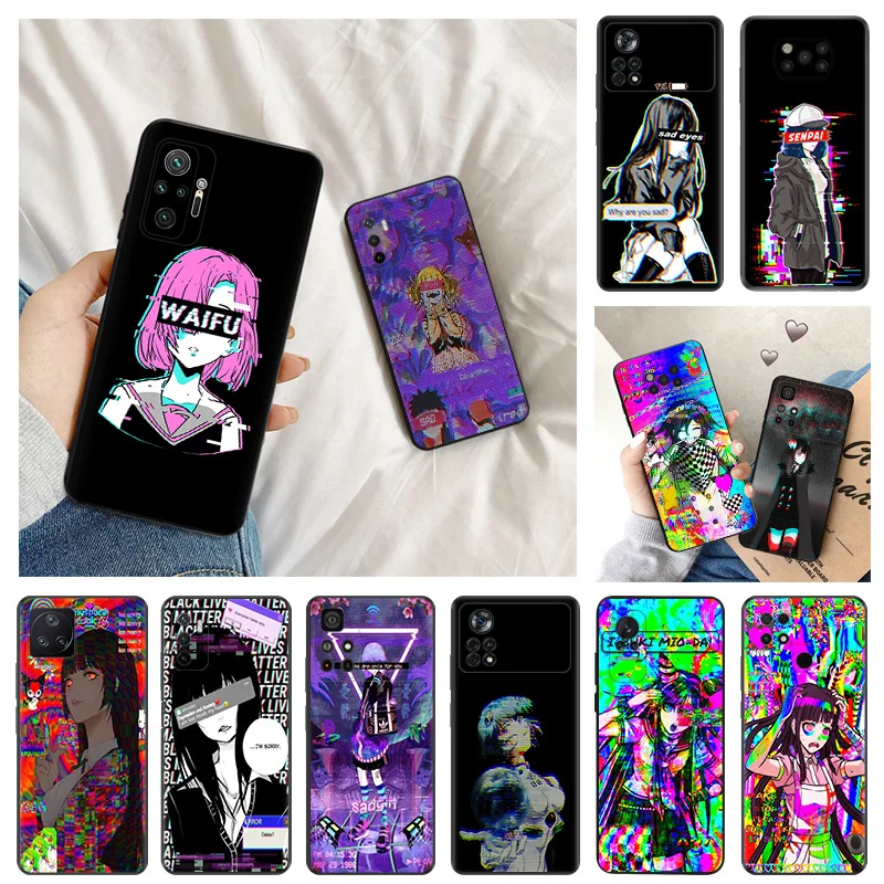 Ultra Thin Silicone Phone Case For Xiaomi Poco X3 Pro X4 X5 C61 F3 F4 F5 C40 C50 C51 M5 M4 M3 Anime Vaporwave Glitch Art Cover