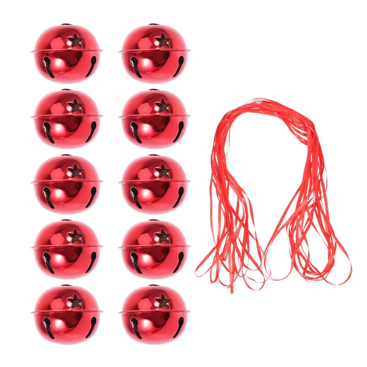 

11Pcs Five- Christmas Jingle Bells Handmade Shiny with Ribbon for Tree Ornaments Party Decor