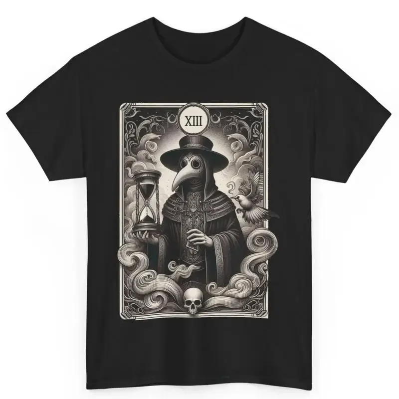 Camiseta de algodón con diseño de cuervo, disfraz de médico de la plaga, tarot de Halloween
