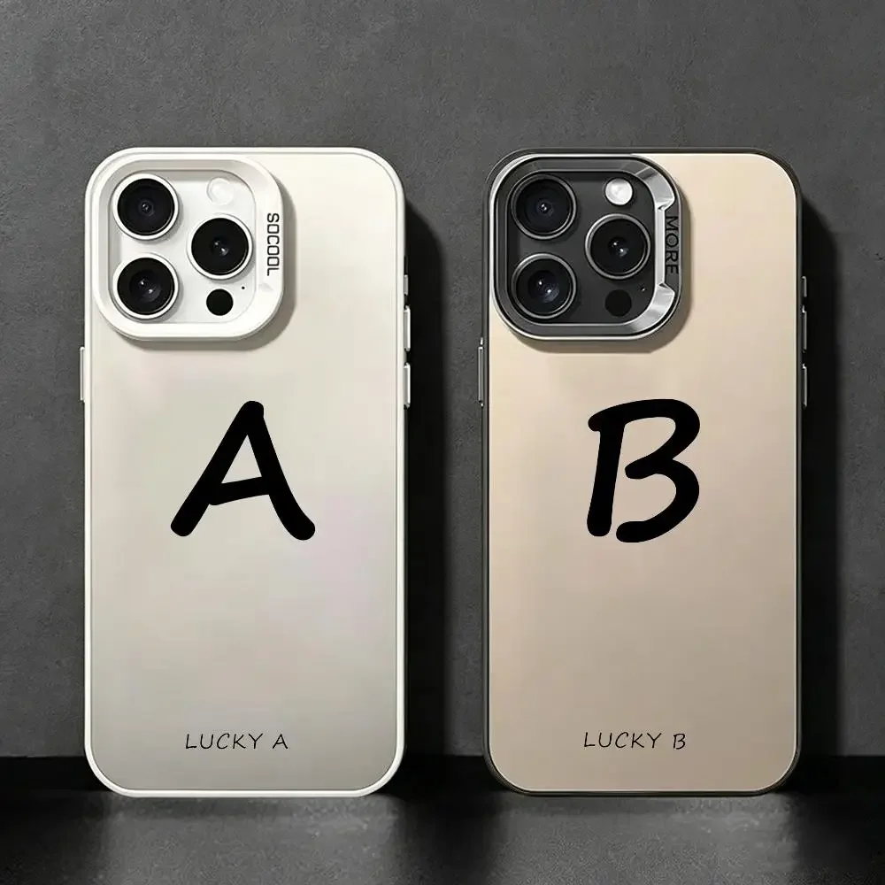 

lucky letter Phone Case For iPhone 17/16/15/14/13/12/11 Pro Max Luxury Silver TPU Case Shockproof Anti-Scratch