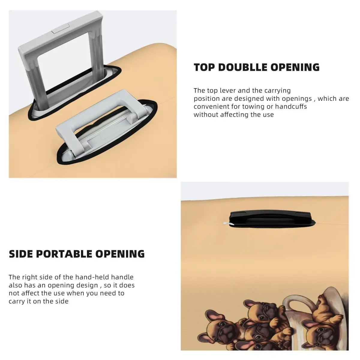 Benutzerdefinierte Mode Französisch Bulldogge Gepäck Abdeckung Schutz Staubdicht Frenchies Haustier Hund Reise Koffer Abdeckungen