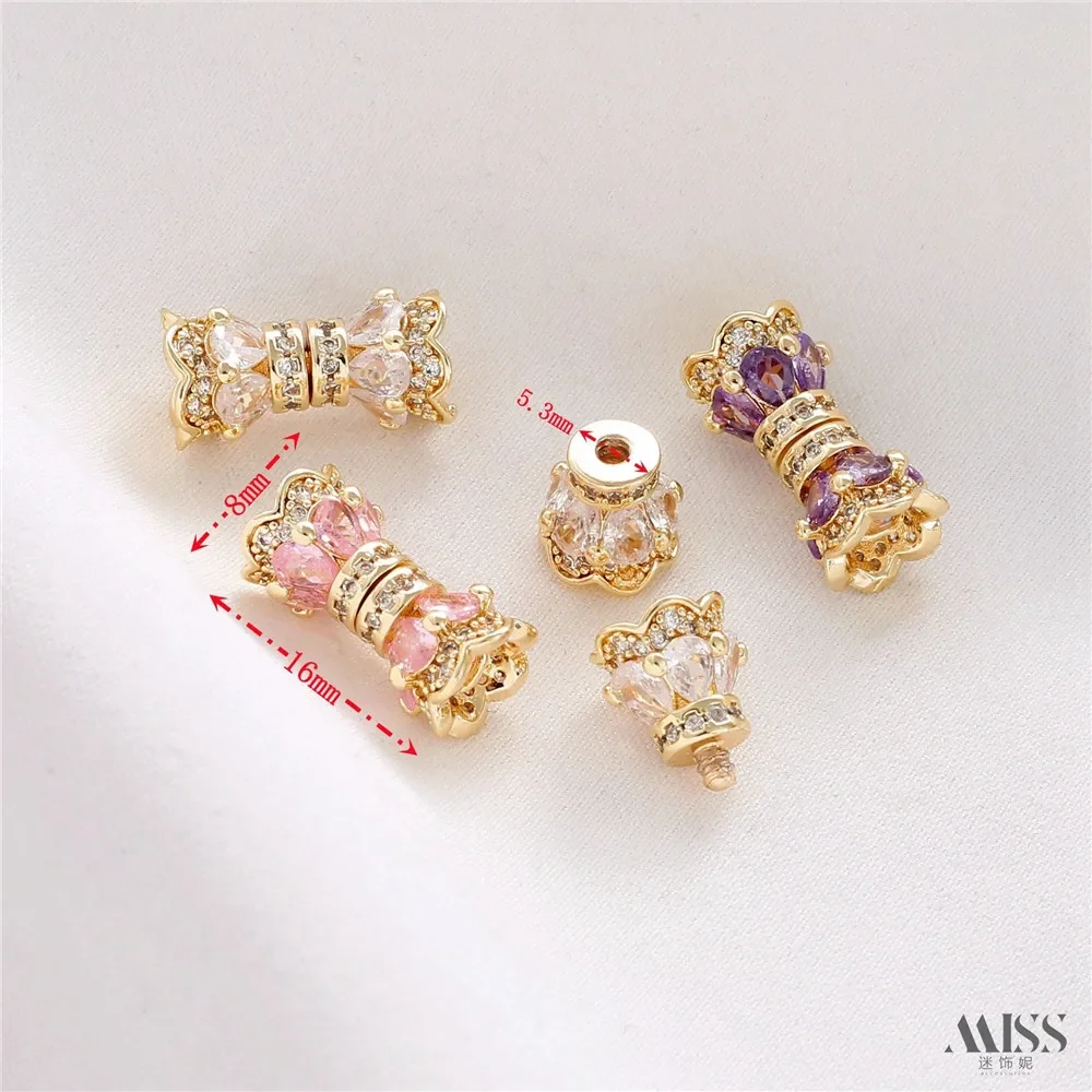 14K Gold Color Diamond-set Rotating Screw Connection Buckle DIY Pearl Bracelet Necklace Closing Buckle Jewelry Accessories