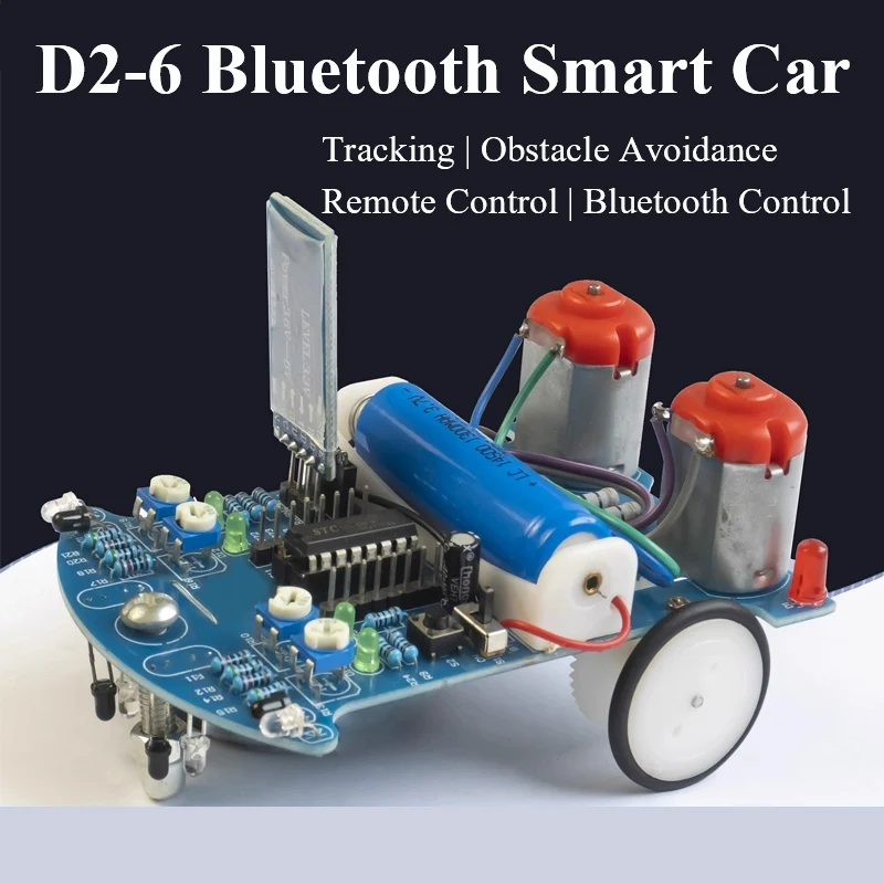 

D2-6 Bluetooth Remote Control Intelligent Car Kit Gravity Sensing Tracking Obstacle Avoidance C51 Microcontroller Welding DIY