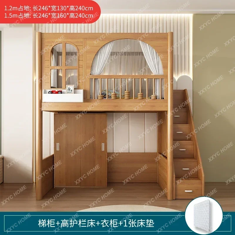 Bed Table Combined Bed Desk Wardrobe Integrated Upper and Lower Bunk Double Layer Elevated Bed