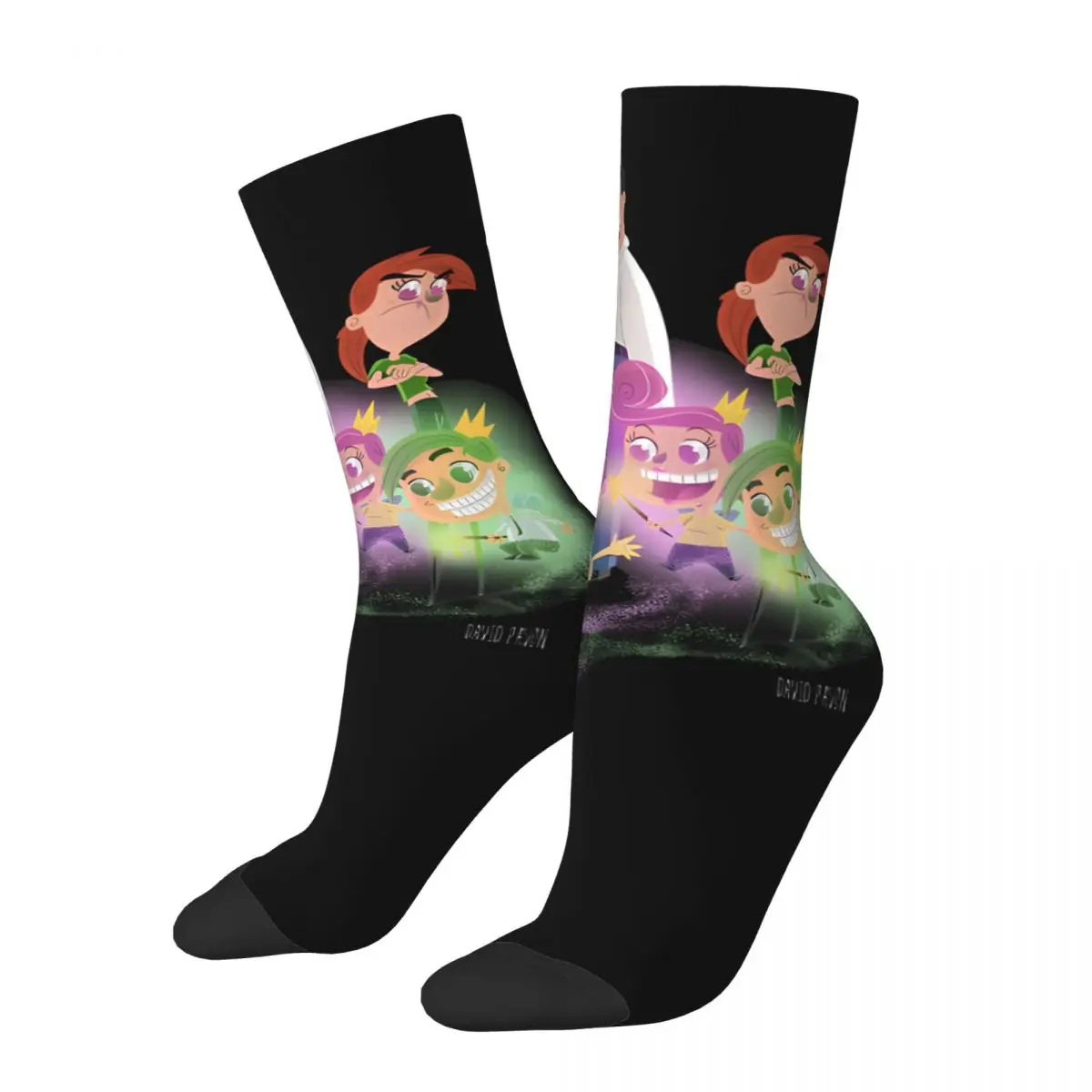 Funny Happy Men's compression Socks Glowing Vintage Harajuku The Fairly Oddparents Street Style Novelty Seamless Crew Crazy Sock