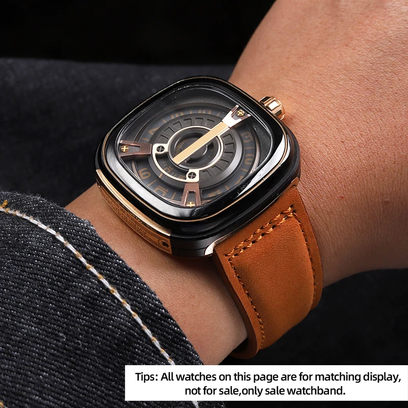 28MM męski uniwersalny duży skórzany pasek do zegarka dla siedmiu Friday M2/02 PS3/02 pasek do zegarka z prawdziwej skóry Retro matowa bransoletka