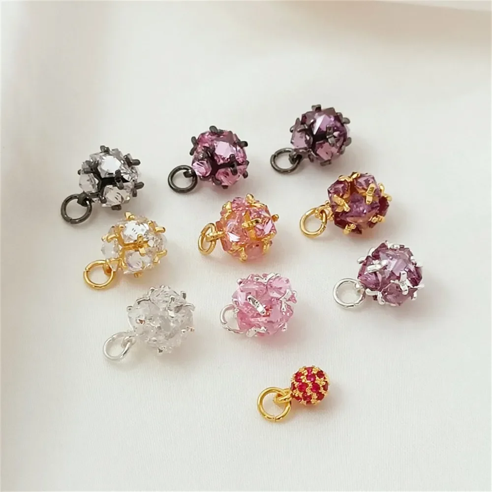 

Серебряный 18-каратный позолоченный кулон Happy Ball с микроинкрустацией цирконом, черный браслет с пистолетом «сделай сам», аксессуар для капельных ювелирных изделий