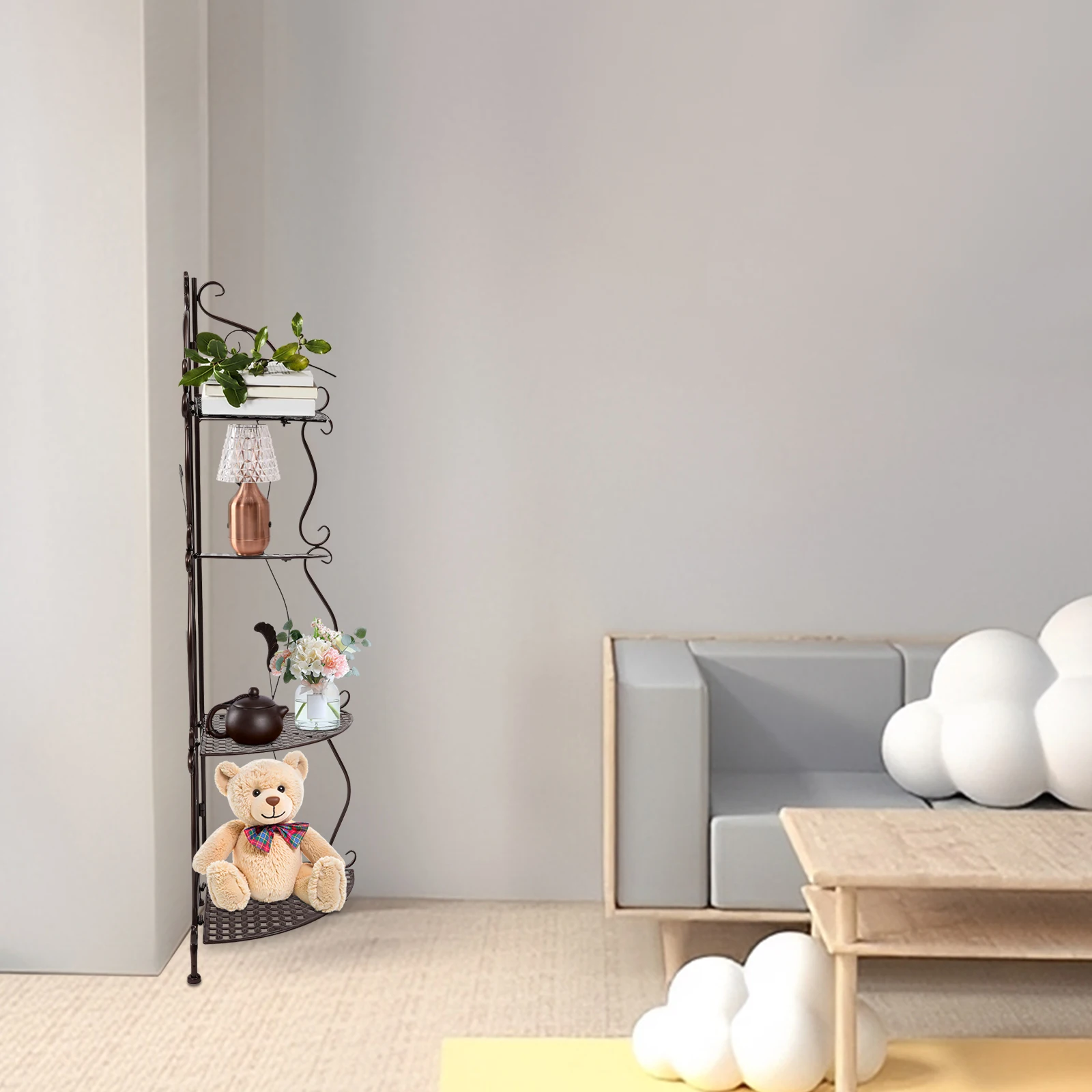 

Многофункциональная 4-уровневая стойка для хранения бронзового цвета — подходит для ванных комнат/гостиной/кухни, идеальный подарок для организации дома