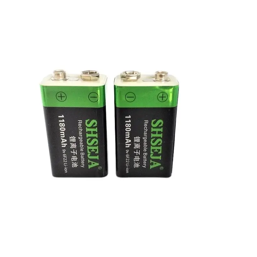 2pcs/lot 1180mAh USB 9V lithium battery 6F22 rechargeable battery detector toy rechargeable battery