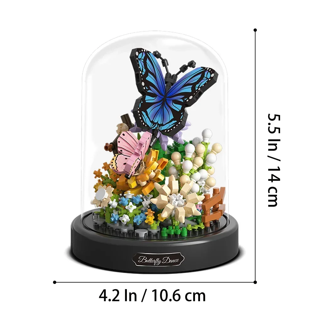 Butterfly & Flower Bouquet Building Set with Dust Cover,530 Pieces Creative Insect Flower Building Block Gift for Boy Girl