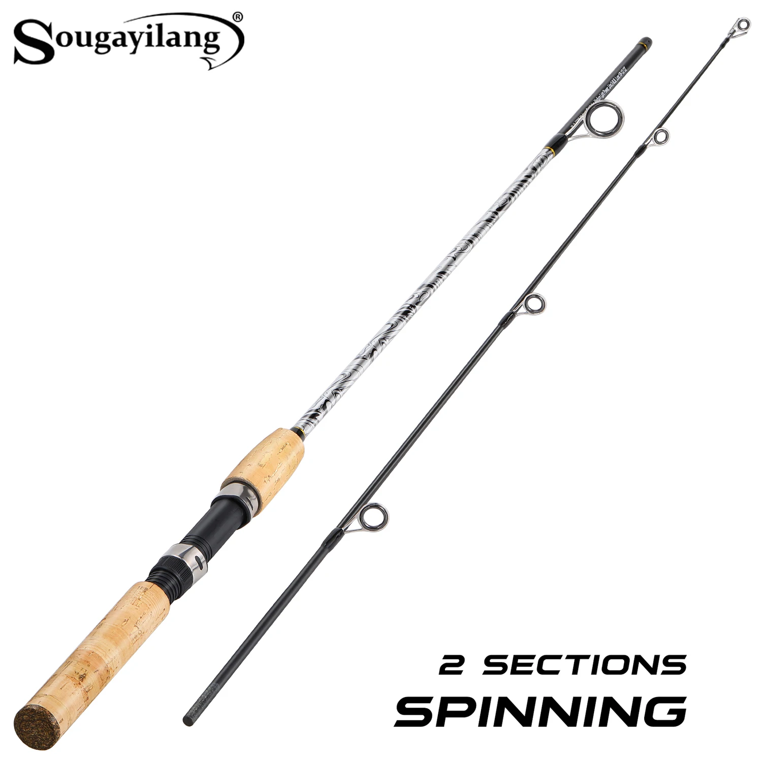 

Sougayilang 2-секционная спиннинговая удочка 1,68-2,25 м из стекловолокна с удобной пробковой ручкой для лучшего рыбалки