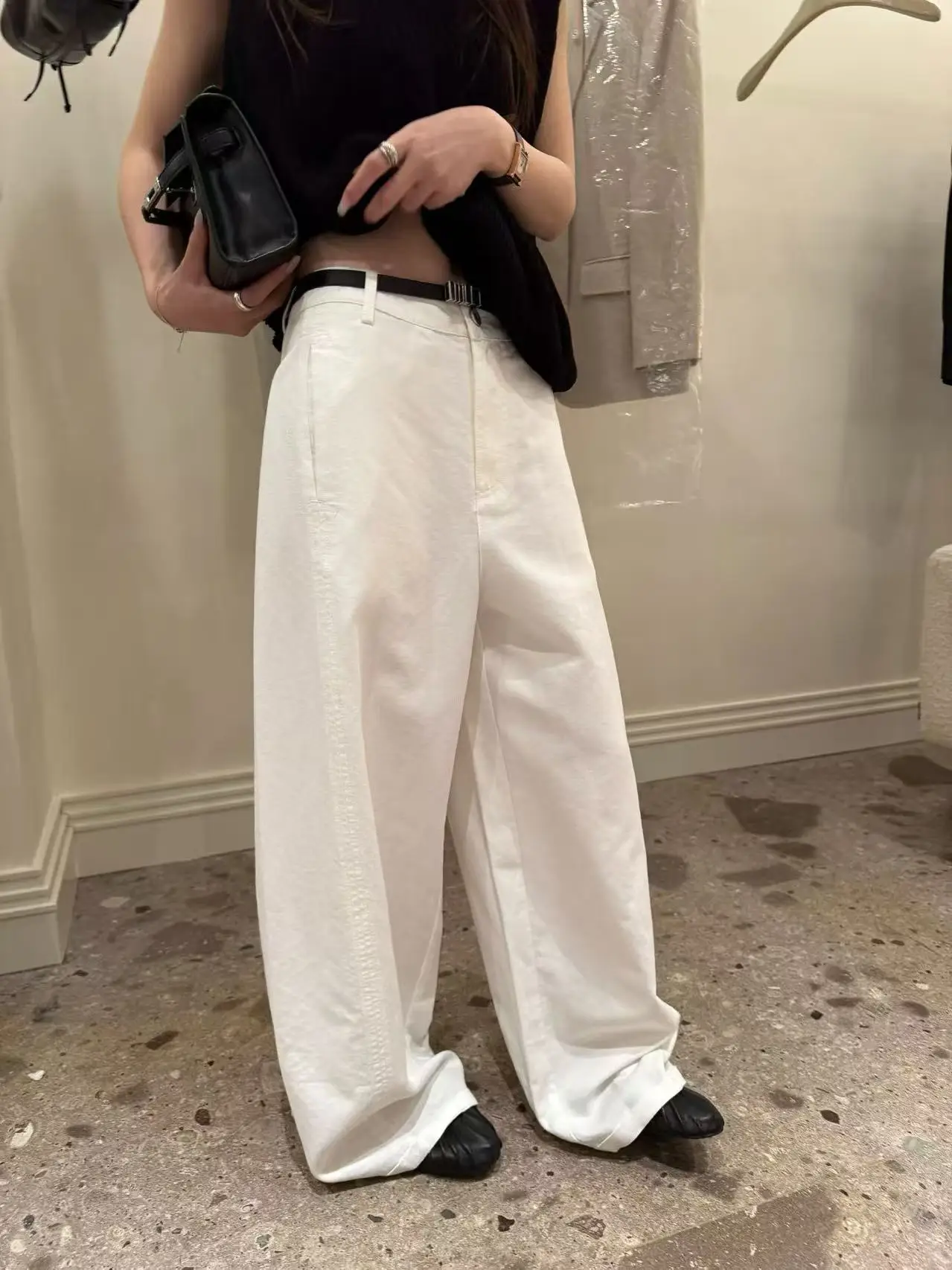 

Женские повседневные брюки Asu ow Pure Color в полный рост, свободного кроя, с широкими штанинами, весна 2026, новая корейская коллекция, визуально стройнящие фигуру