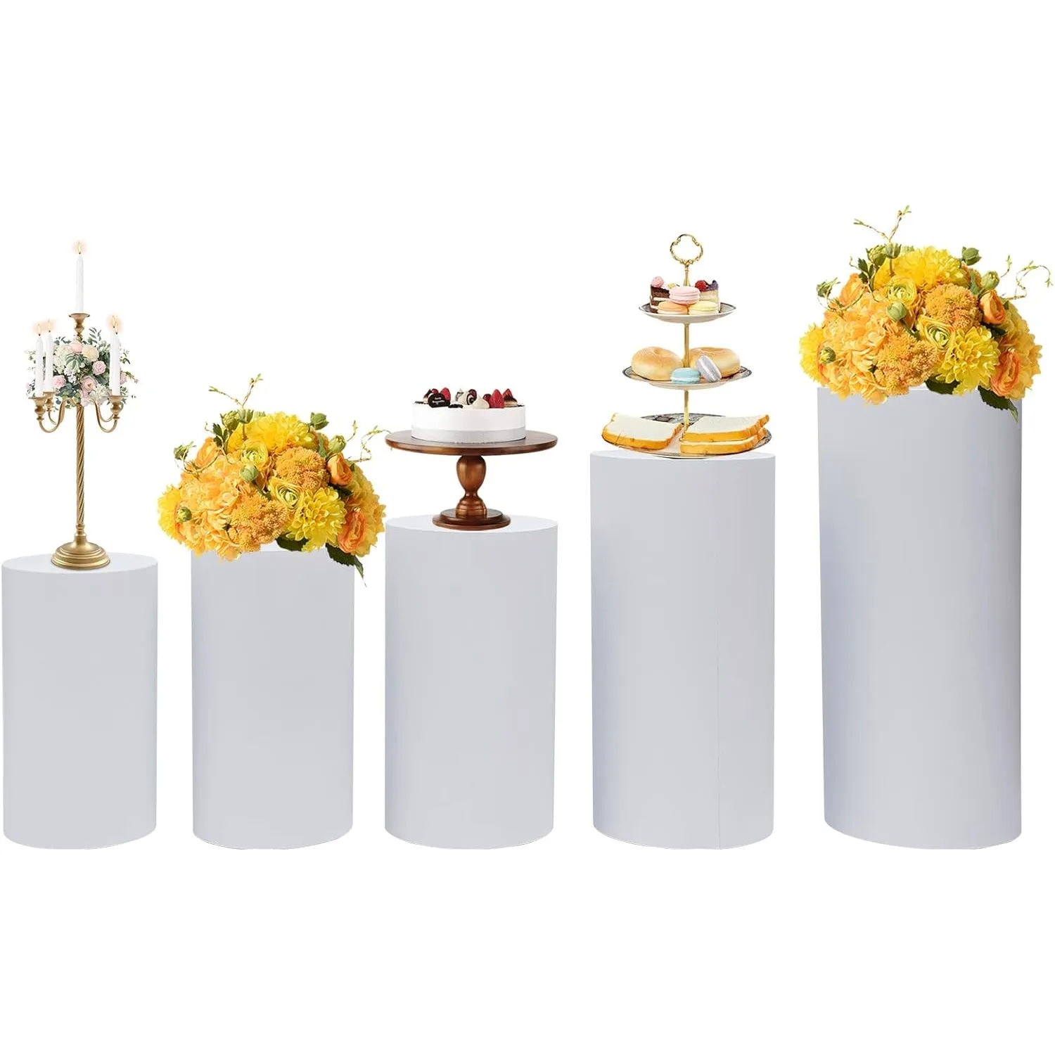 Soporte de Pedestal de cilindro de 5 uds, soportes de cilindro de Metal para decoración de eventos de fiesta, exhibición de Pedestal redondo para decoración de bodas