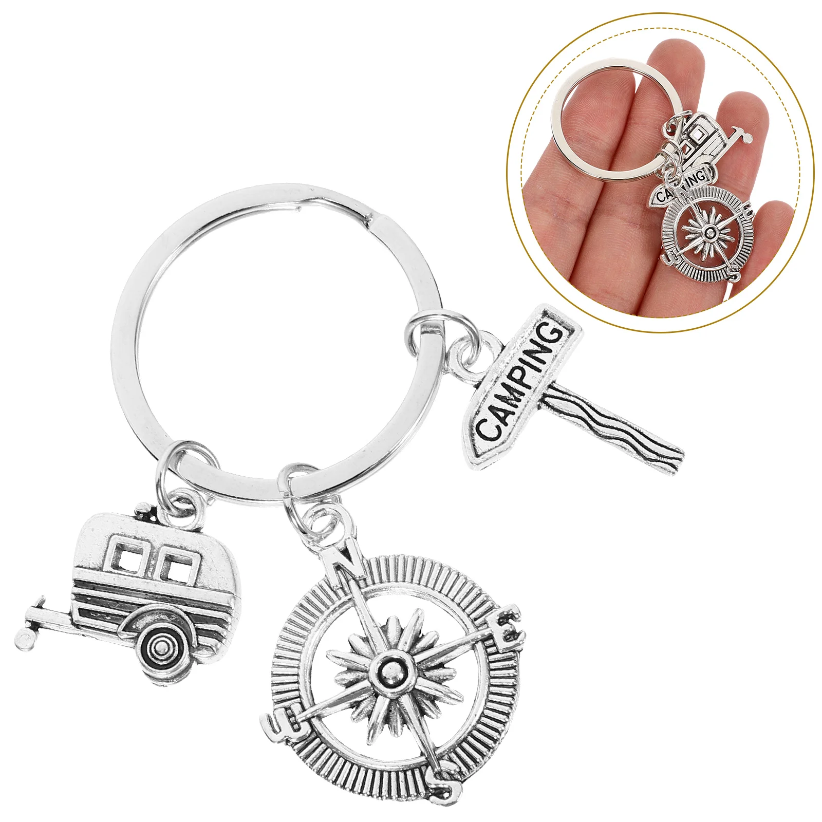 2 Pcs Keyring Creative Holder Rings Ornaments Street Sign Keychain Camping Keychains