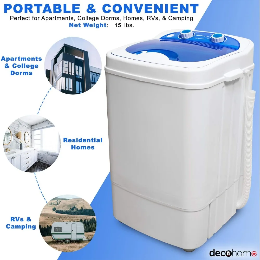 Portable Washing Machine for Apartments, Dorms, and Tiny Homes with 8.8 lb Capacity, 250W Power, Wash