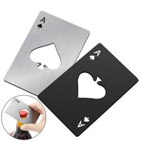 5PCS Stainless Steel Poker Shaped Bottle Can Opener Multifunction Ace of Spades Playing Card Beer Opener Wallet Pocket