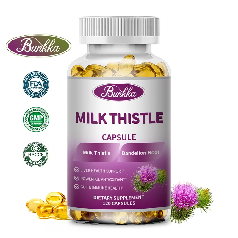 

BUNKKA Milk Thistle Capsules 1000mg Dandelion Root Extract Liver Health Support Gut&Immune Health Skin Beauty Liver Function