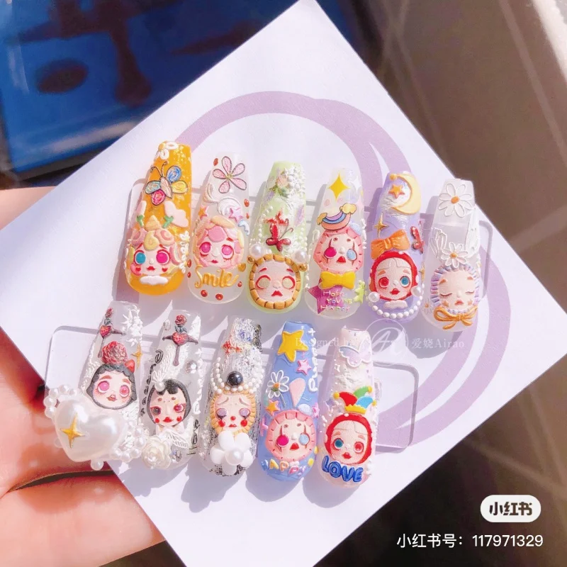 Relief nail Stickers Love Enchanting Cooperation 5d Japanese Sticker Puppet Doll Ornament