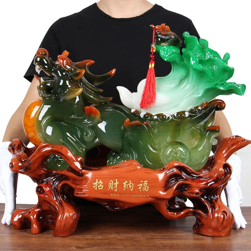 

Chinese Lucky Pixiu Ornaments jade cabbage opening gift Golden Chan Hotel Business Gifts Handicraft home decoration furnishings