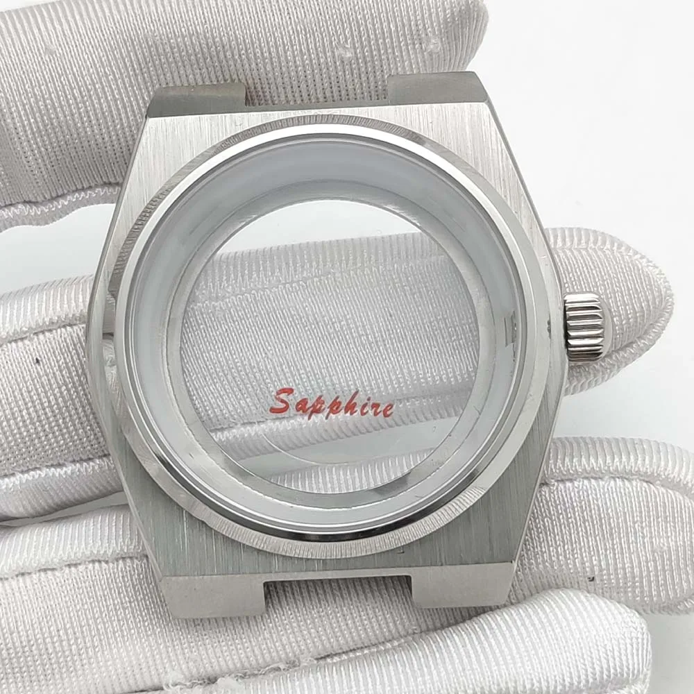 Nuevo 2025 NH35 40MM cristal de zafiro bisel estriado cajas de reloj piezas compatibles con movimiento NH35/NH36 parte trasera transparente